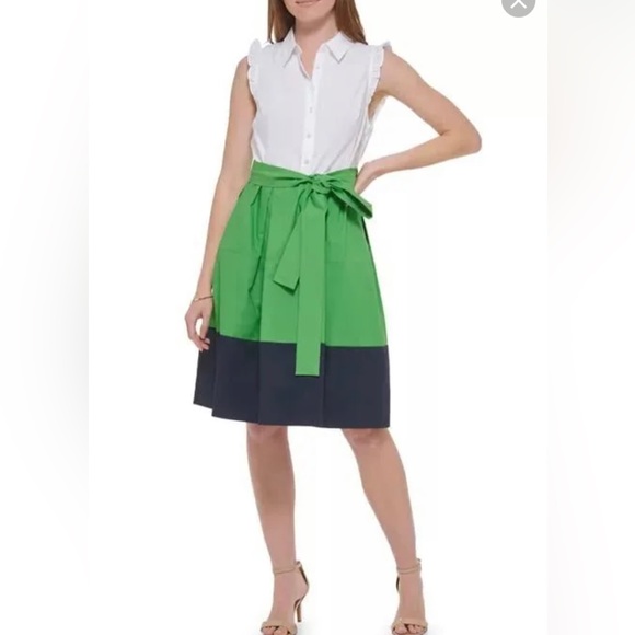 Tommy Hilfiger Sleeveless Knee Length Fit and Flare Shirt Dress - Picture 1 of 7